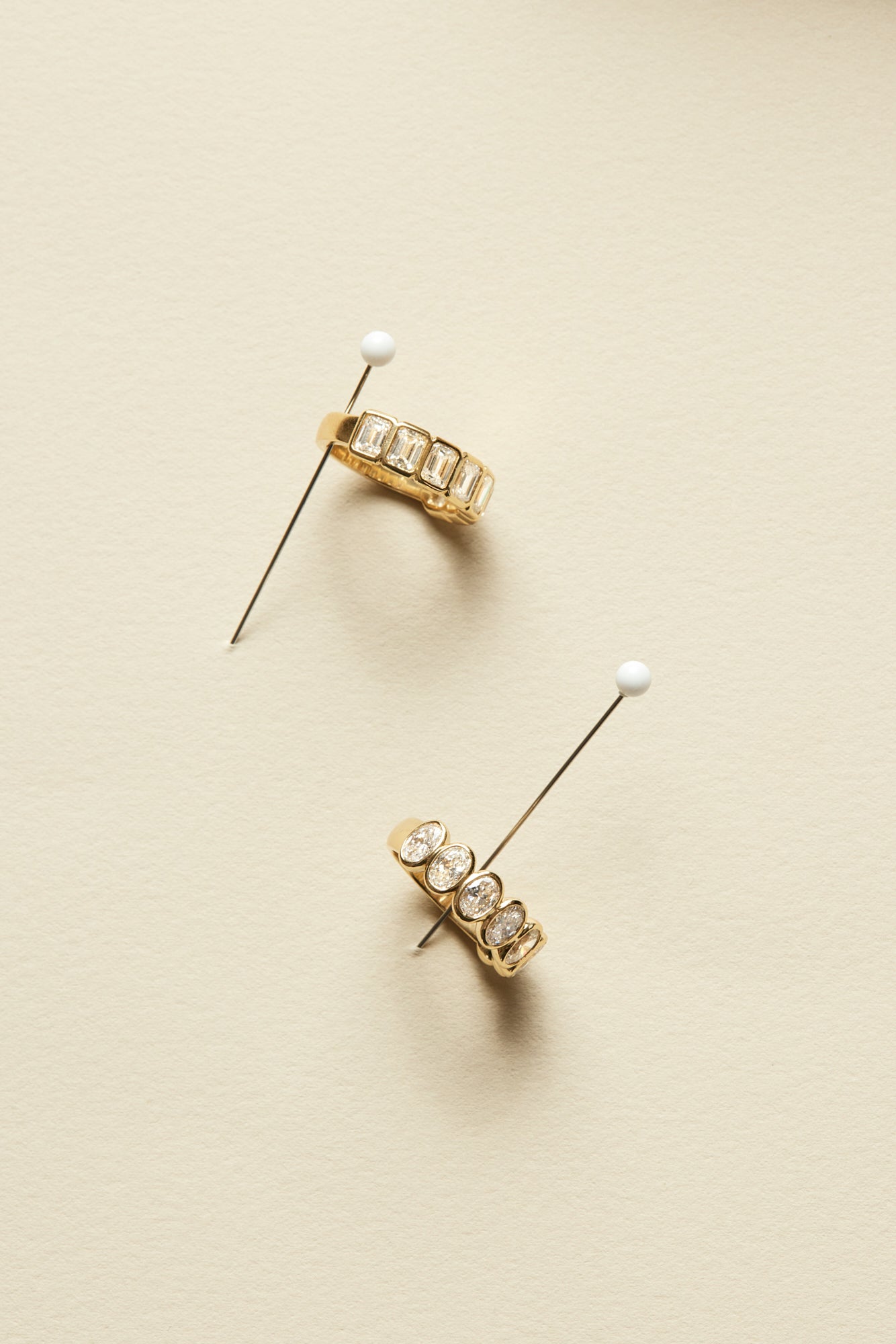 Oval Bezel Diamond Half Band | Gold