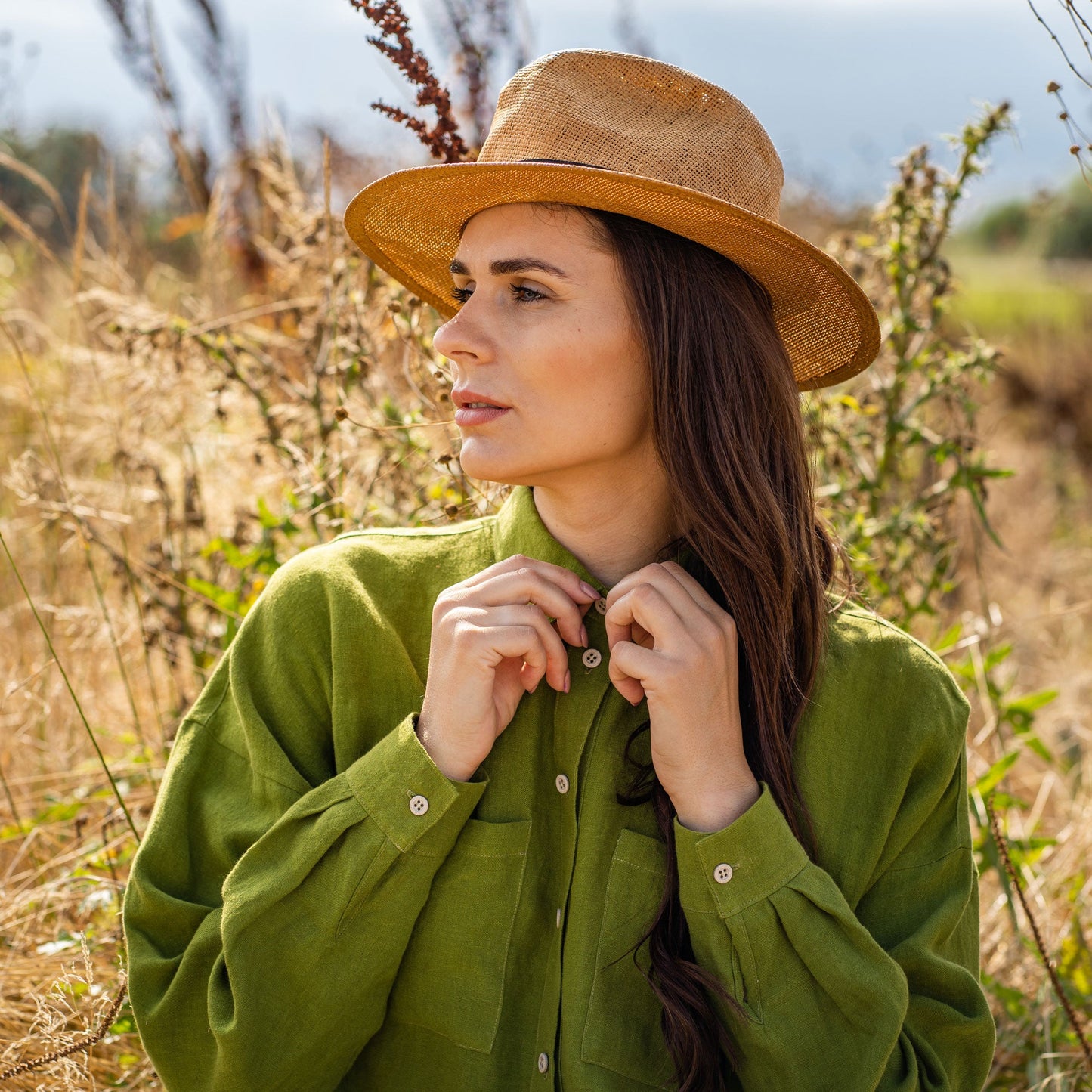 Oversize Shirt Dress Margo Forest Green