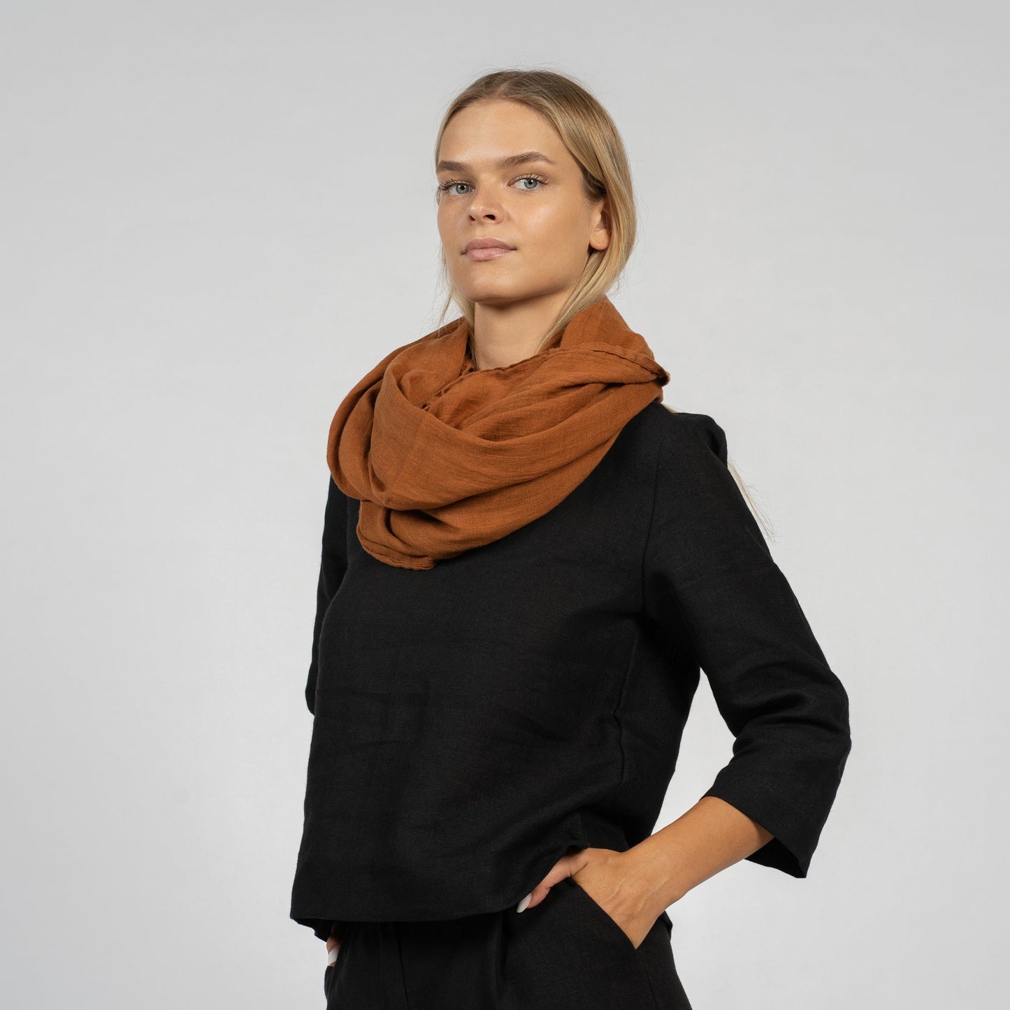 100% European Washed Linen Scarf