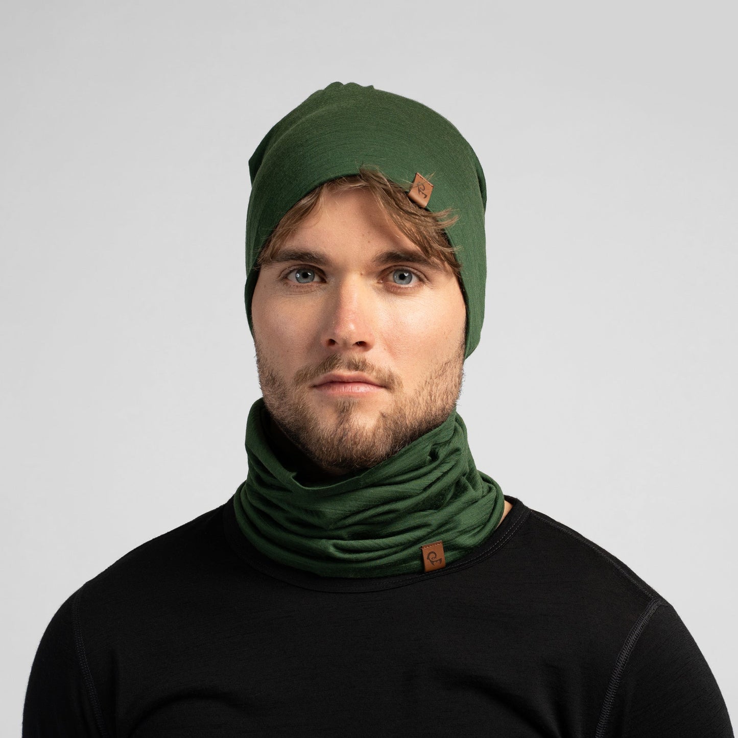Unisex Merino Beanie & Gaiter 2-Piece Dark Green