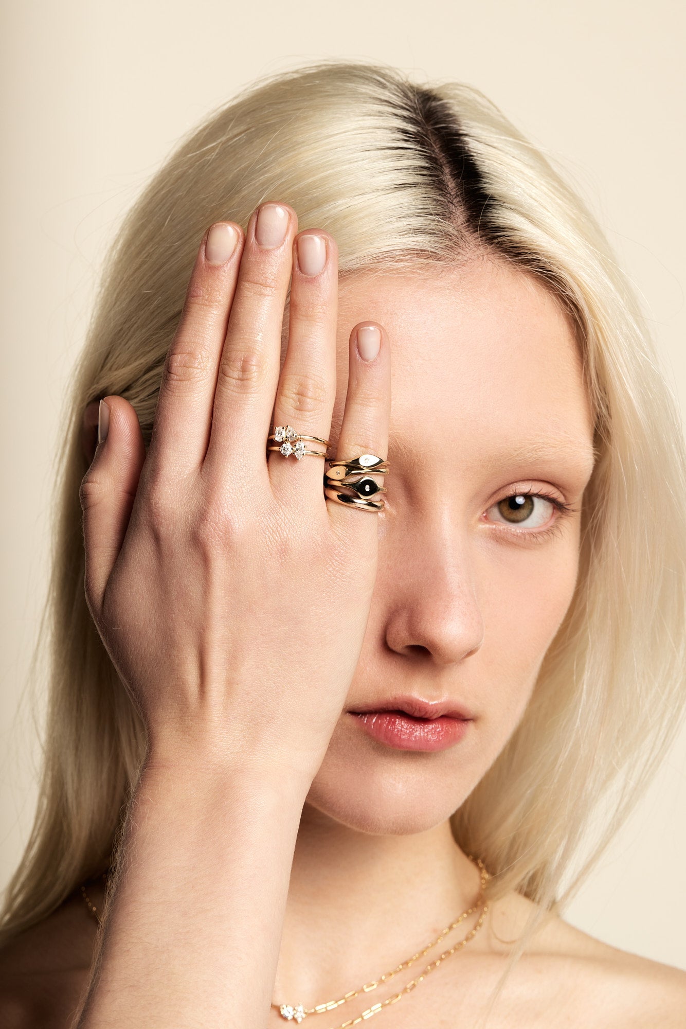 Marquise Diamond and Round Emerald Toi Et Moi Ring | 18K Yellow Gold