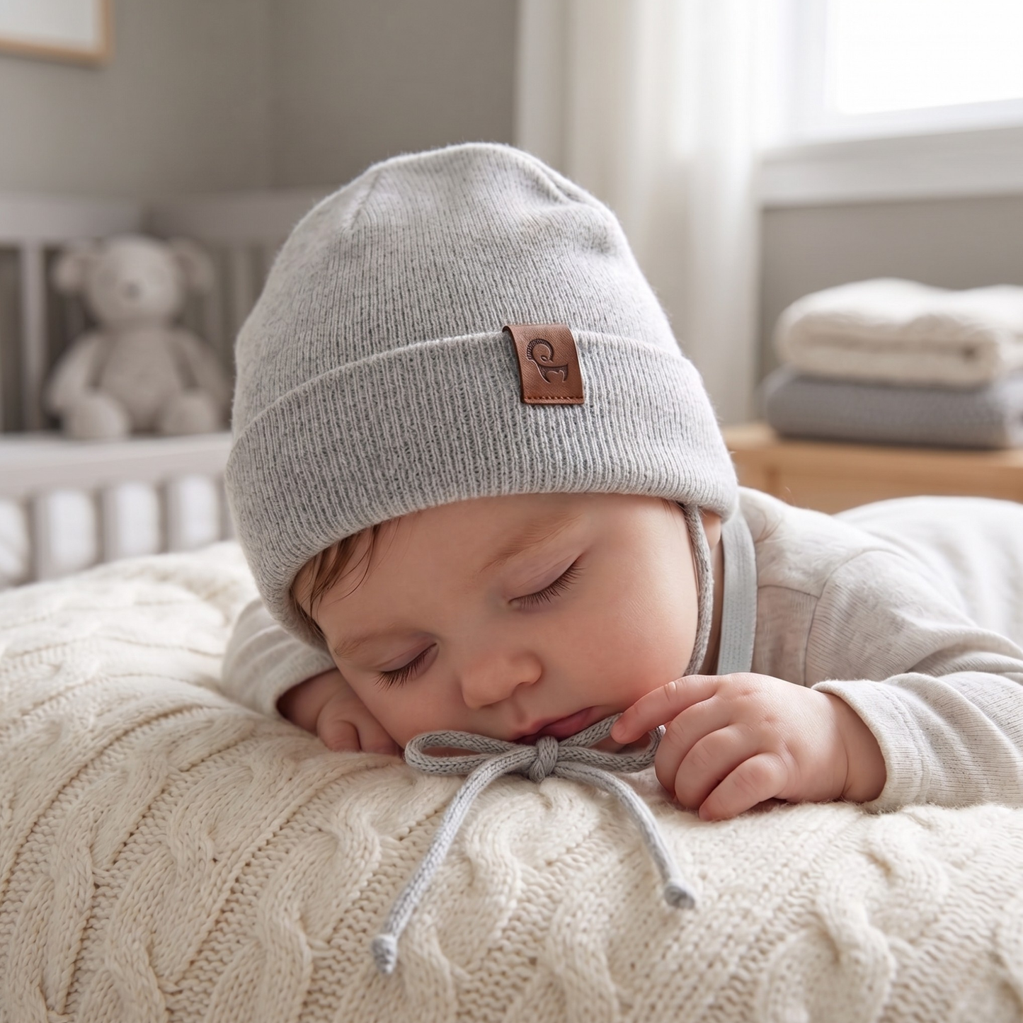 Baby Knit Beanie with Strings Cashmere Blend