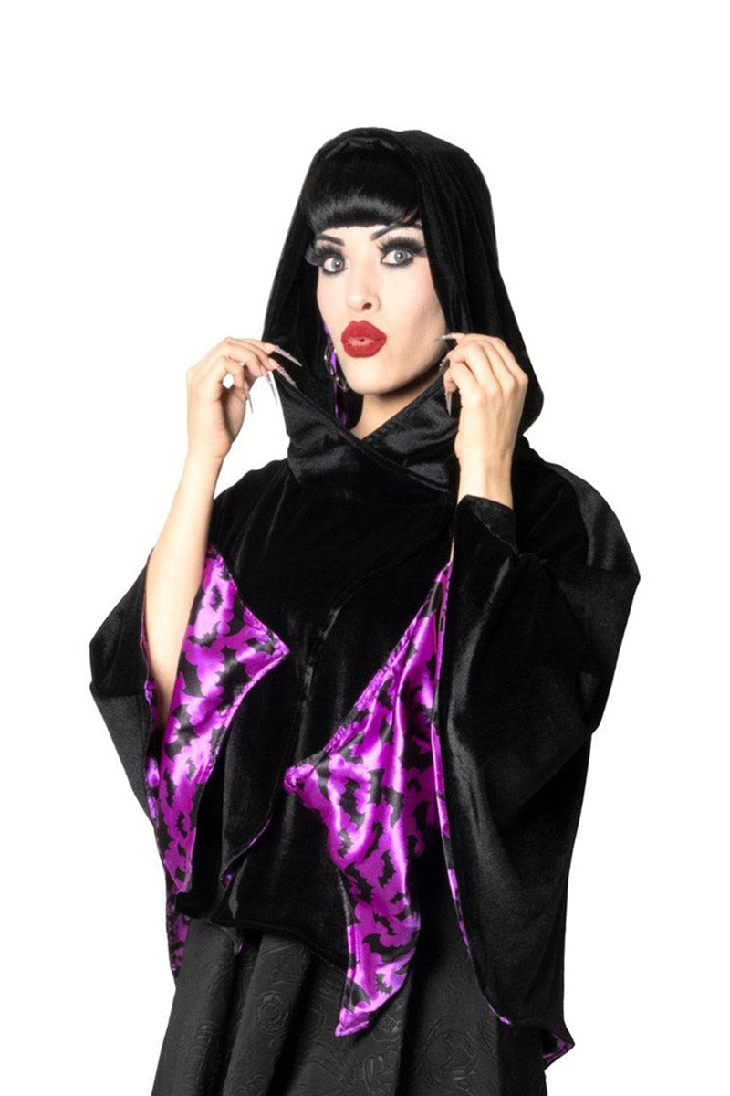 Bat Wing Velvet Purple Short Cape