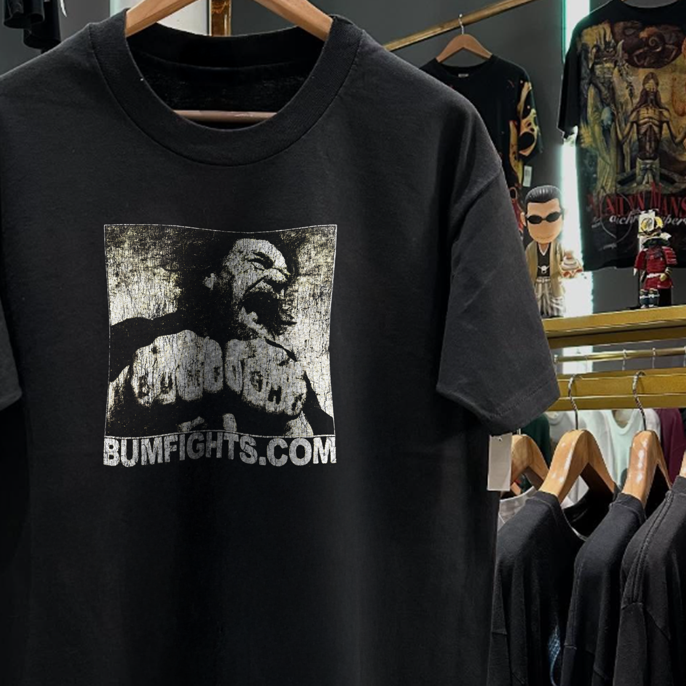 90s Bumfights Promo Rare Washed Black T-Shirt