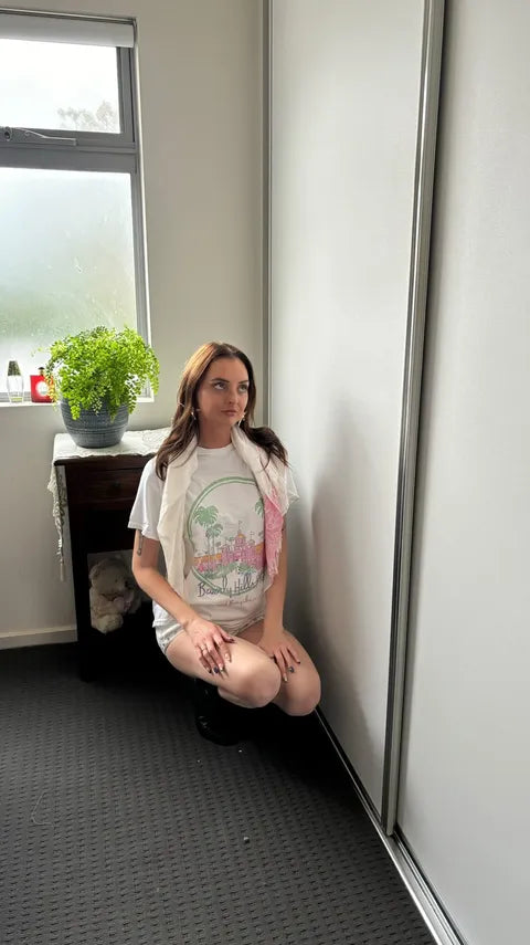90s Beverly Hills Hotel & Bungalows Rare Washed White T-Shirt