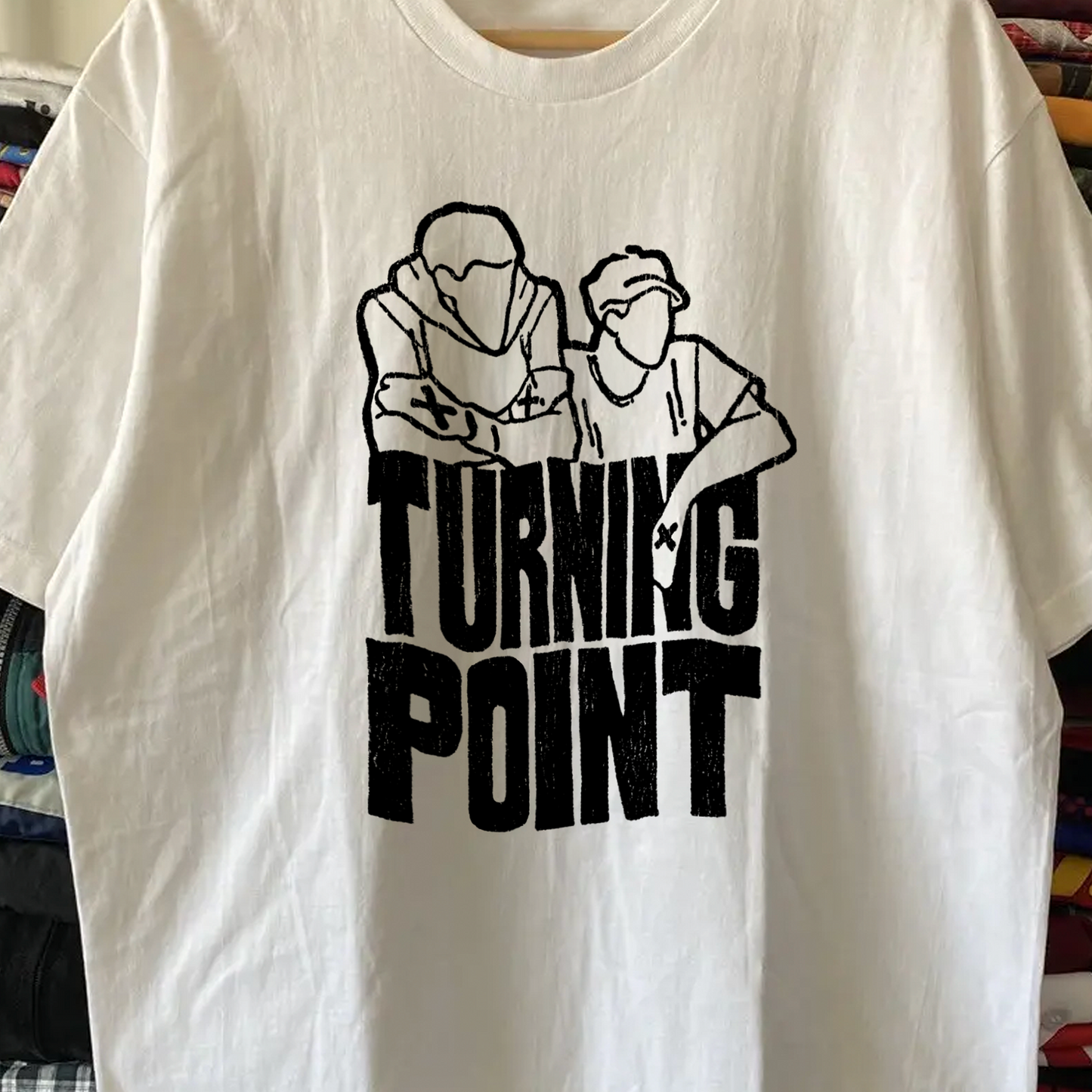 Rare Turning Point Straight Edge Hardcore Washed White Tee
