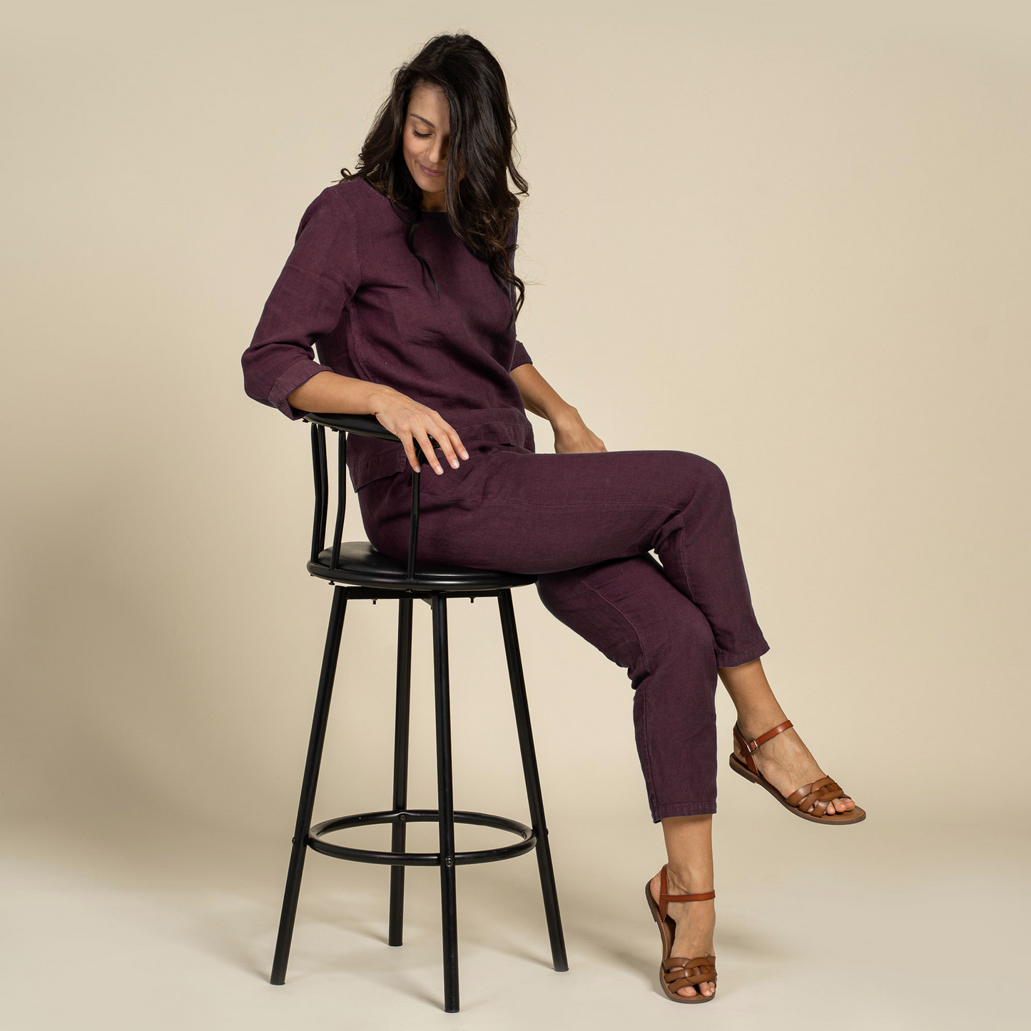 Linen Blouse Nora Shadow Purple