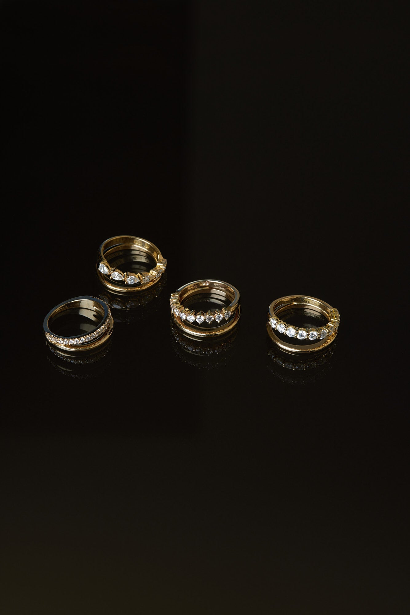 Double Band 10pt Round Diamond Ring | 18K Yellow Gold