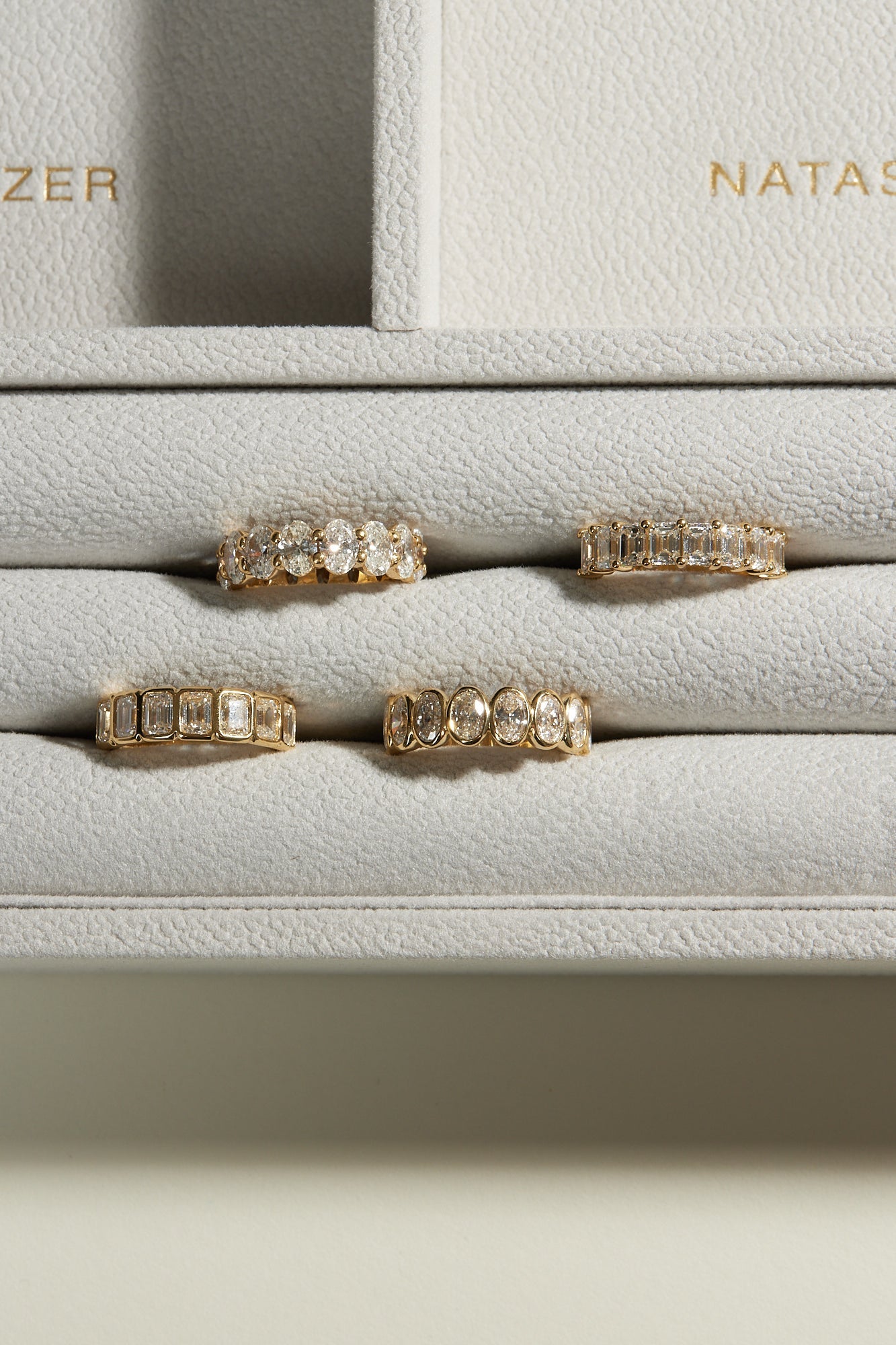 Oval Bezel Diamond Half Band | Gold