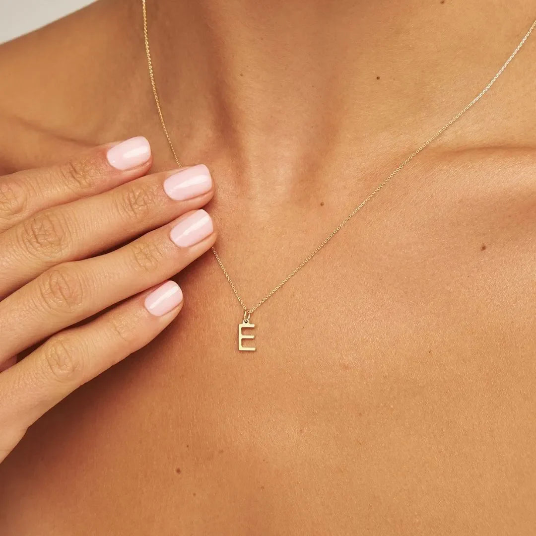 Solid Gold Initial Letter Necklace