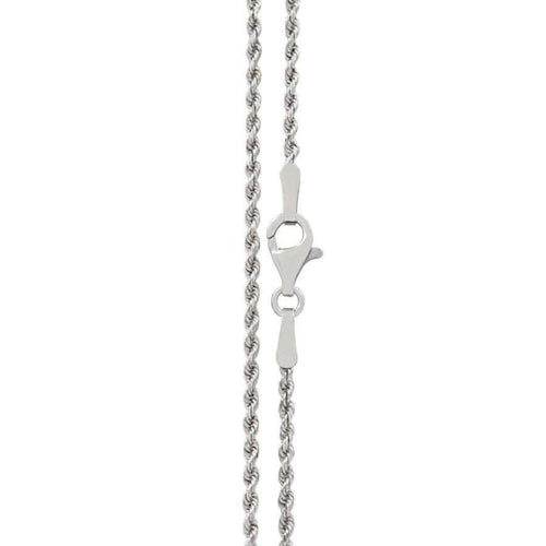 16" 1.5mm Rope Chain in White Gold