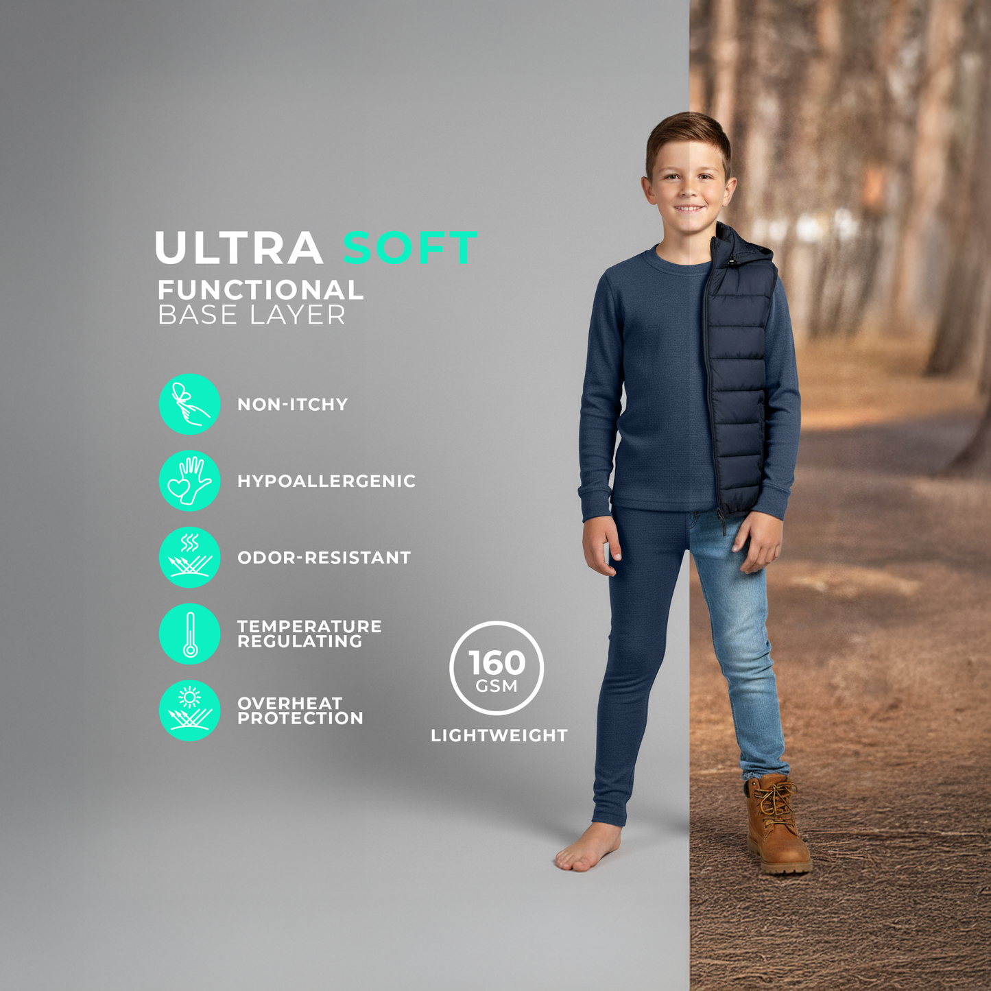 Kids' 160 Long Sleeve & Bottom 2-Piece Denim
