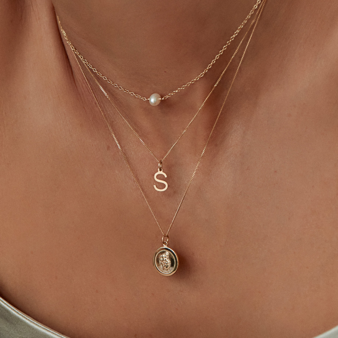 Gold Initial Letter Necklace