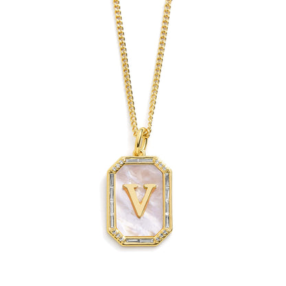 Mother Of Pearl Initial Necklace