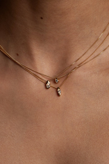 Mini Pear Diamond Necklace | 9K Yellow or Rose Gold