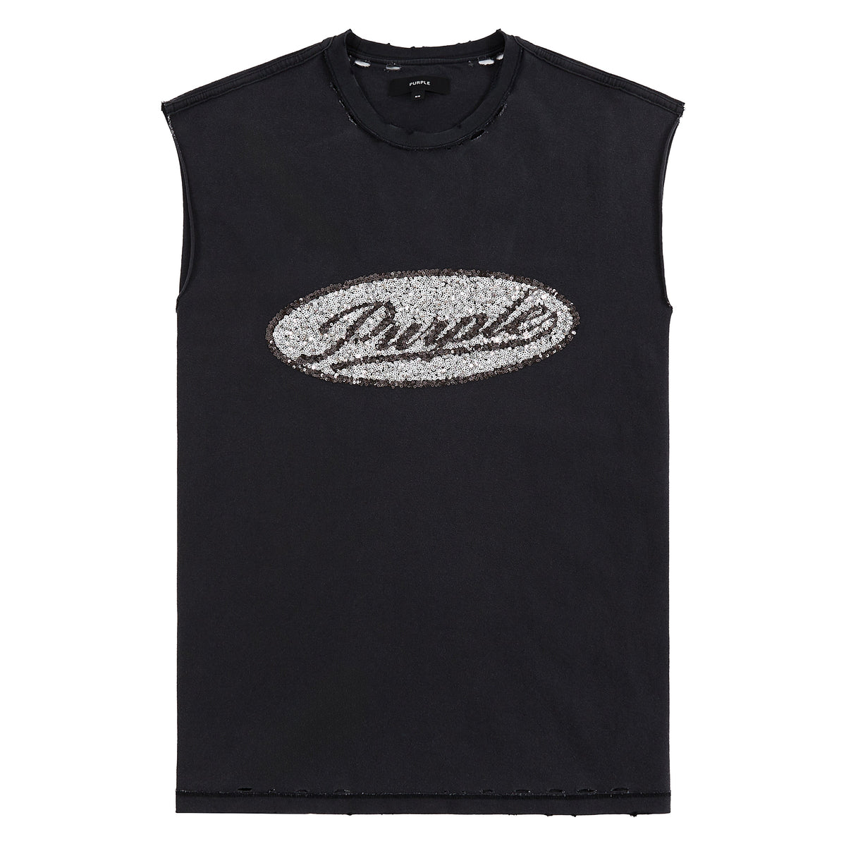 Sequin Script Sleeveless Tee