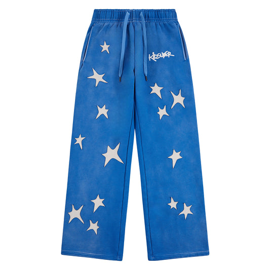 Patchwork Washed Sweatpant | Blue