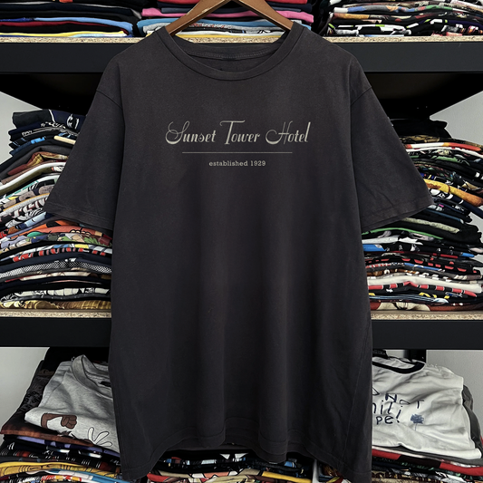 Vintage Sunset Tower Hotel Washed Black Tee