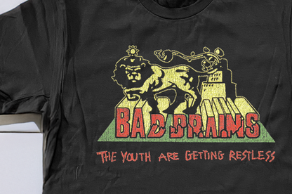 90's Bad Brains The Youth Are Getting Restless Washed Black T-Shirt