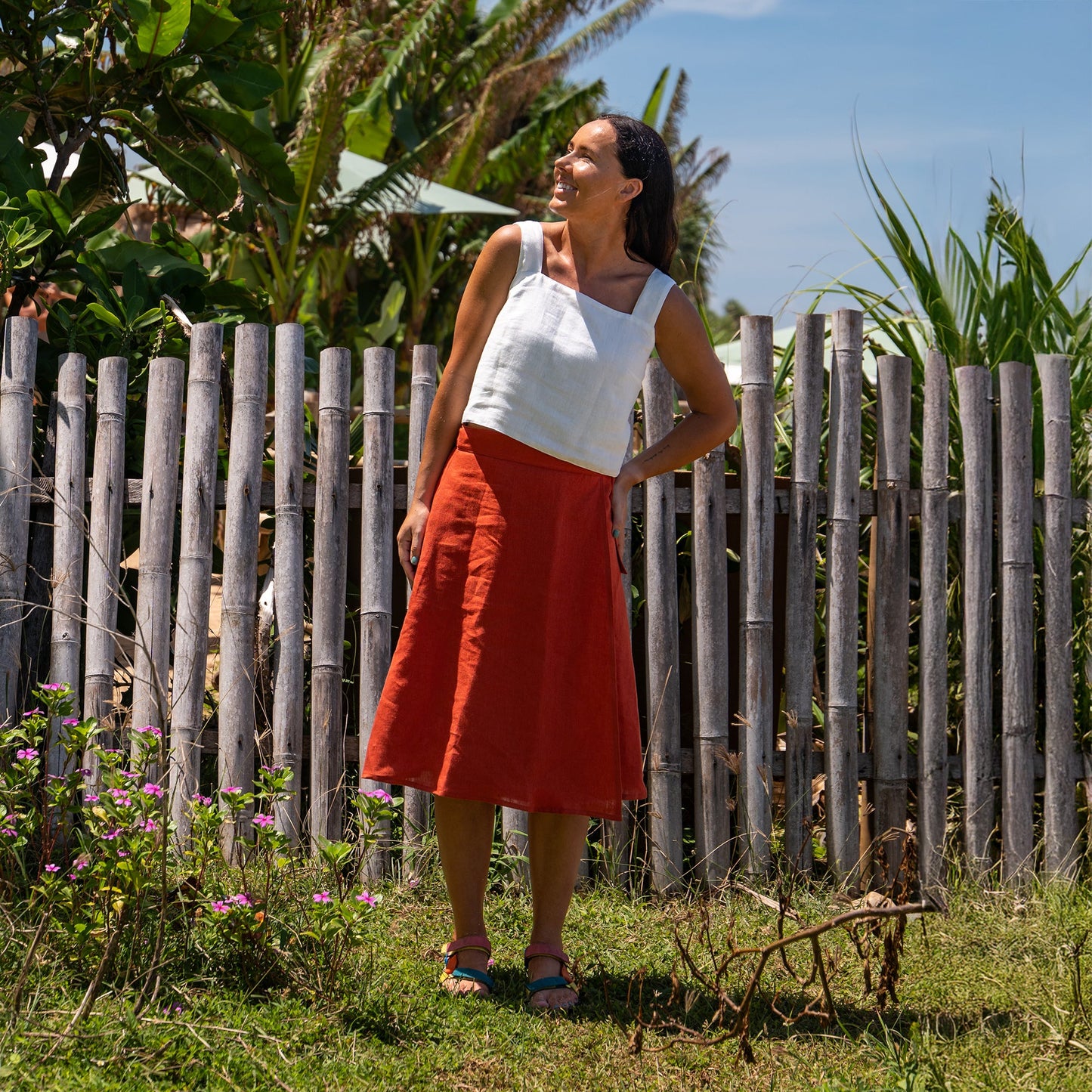 Midi Linen Wrap Skirt Beverly