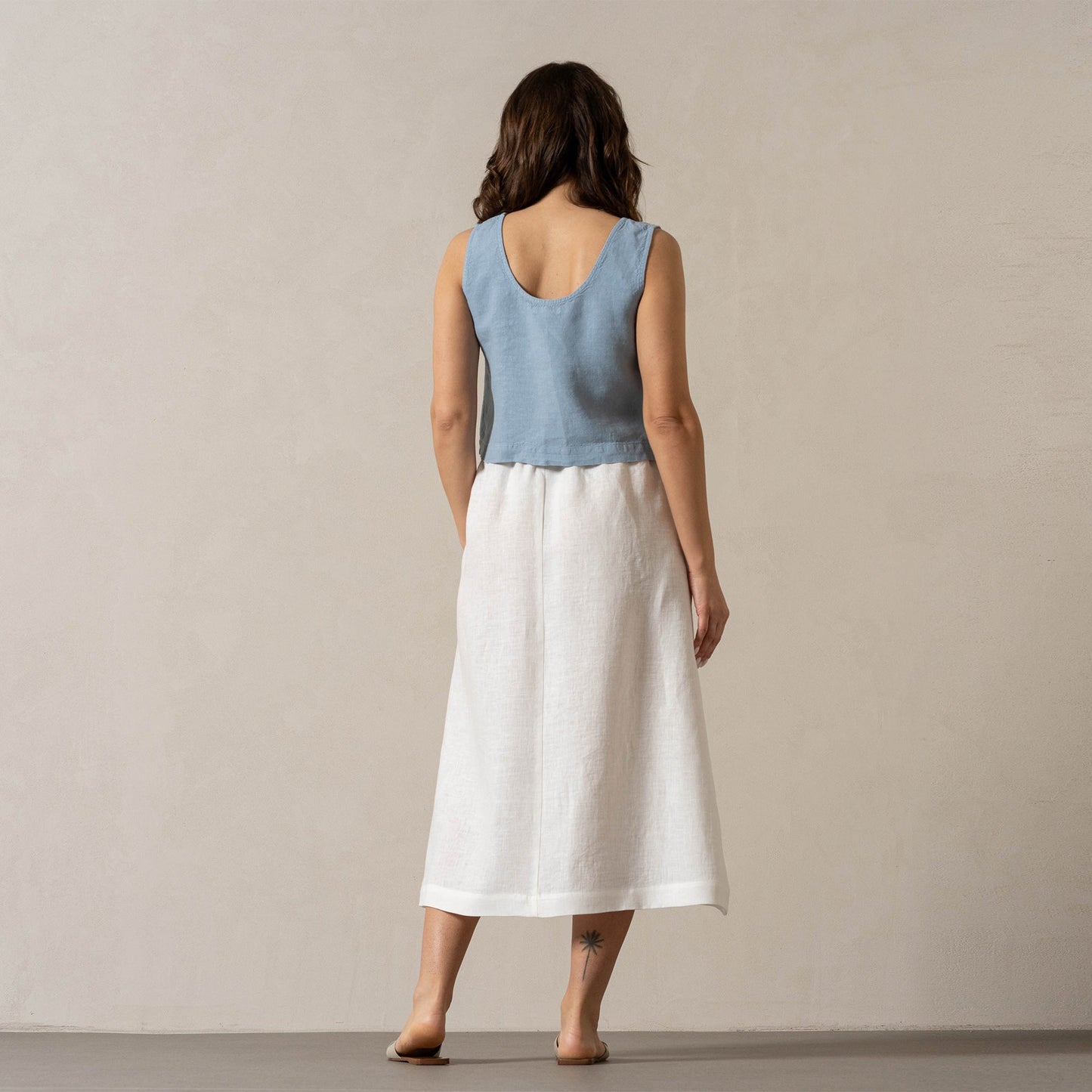 Linen Crop Top Ana Cloudy Blue
