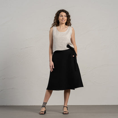 Midi Linen Wrap Skirt Beverly