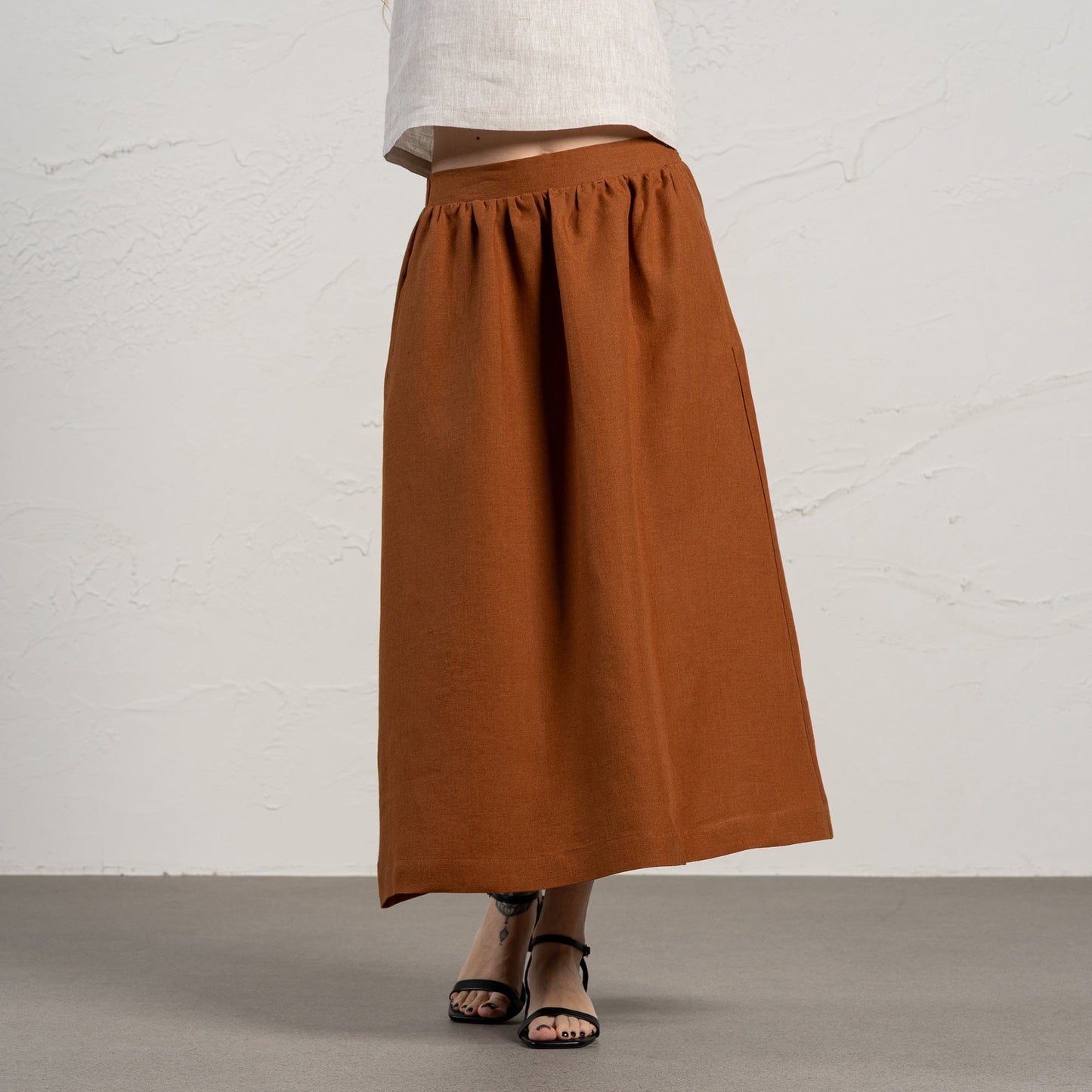 Linen Maxi Skirt with Pockets Sophia