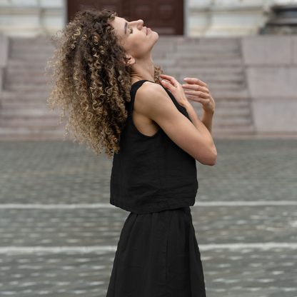 Linen Crop Top & Skirt 2-Piece