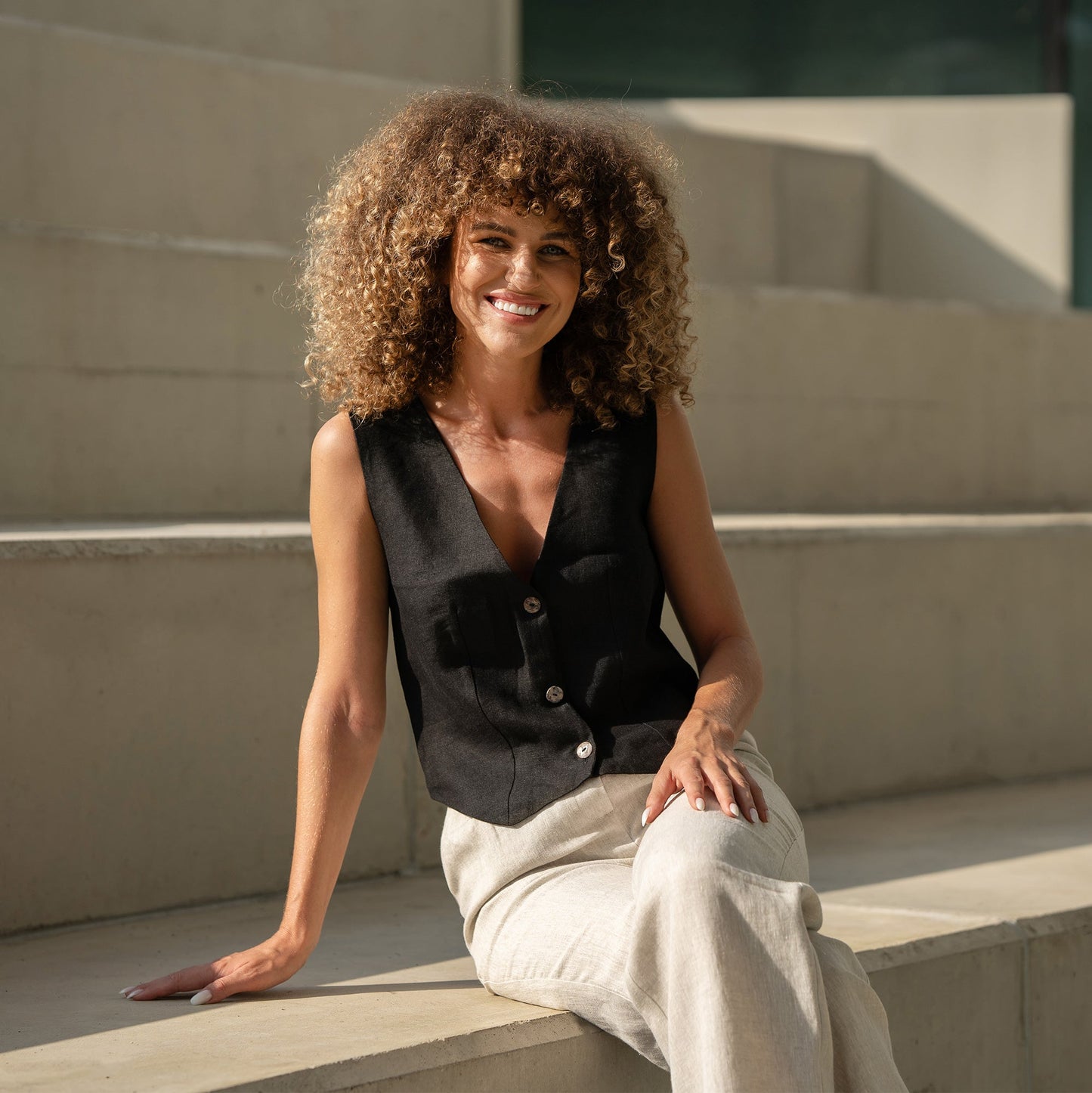 Classic Linen Waistcoat Ava