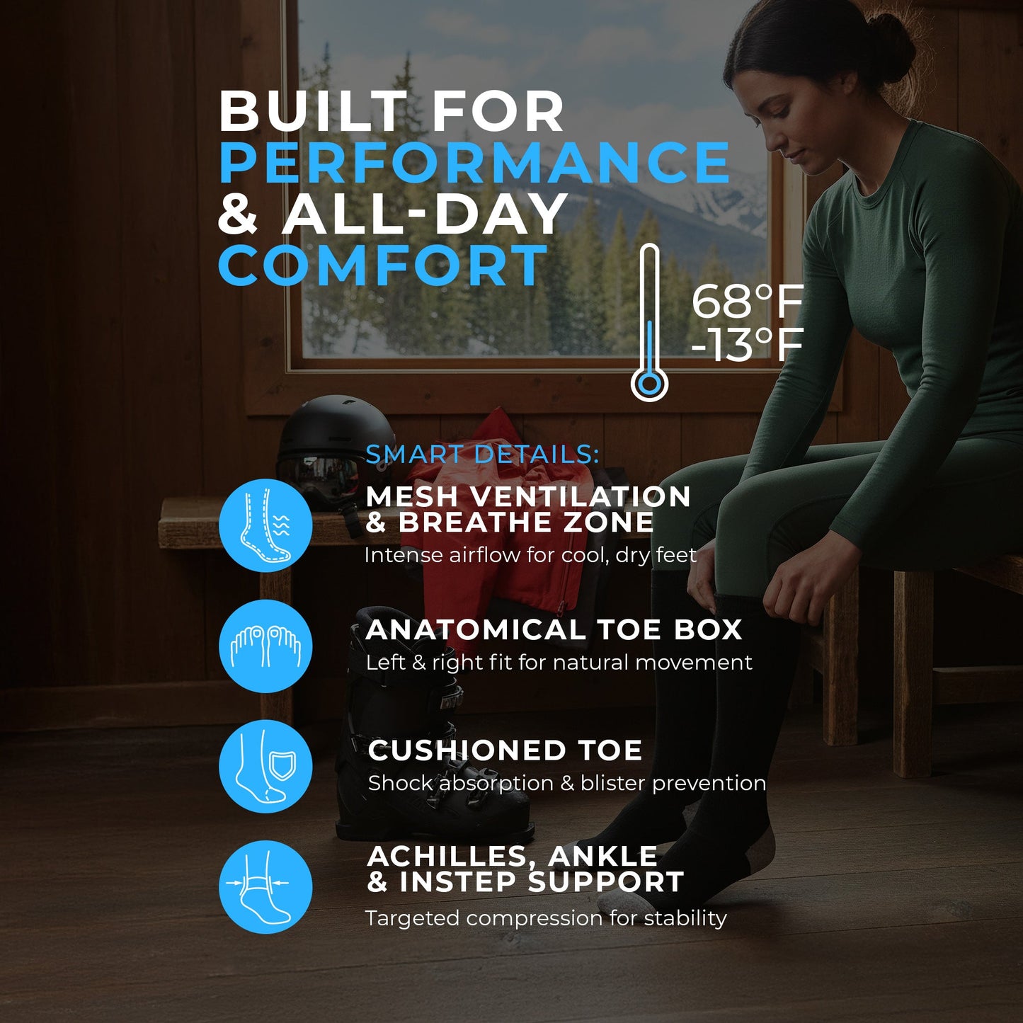 Merino Thermal Ski Socks For Women