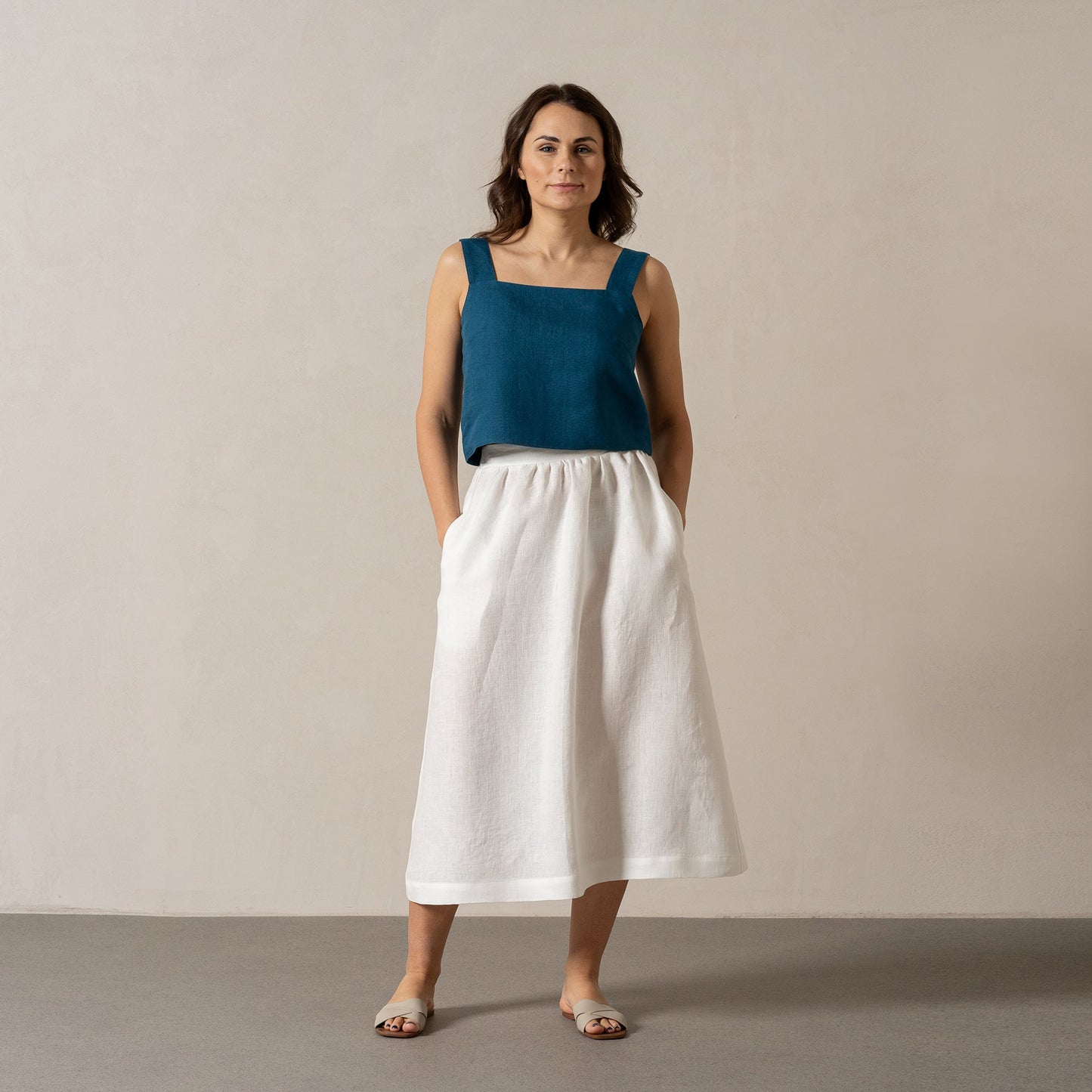 100% Linen Vacation Crop Top