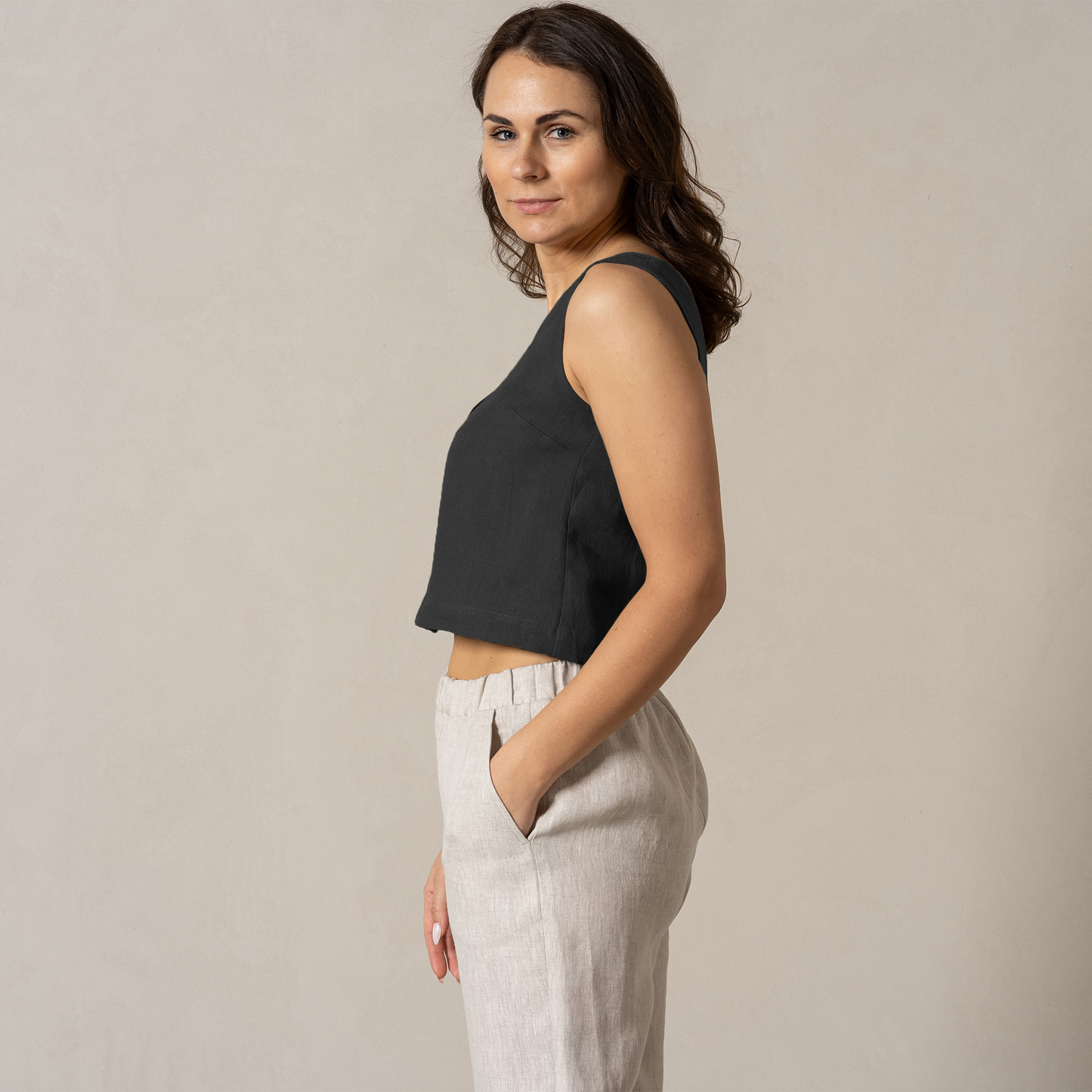 Button Front Crop Top Monica