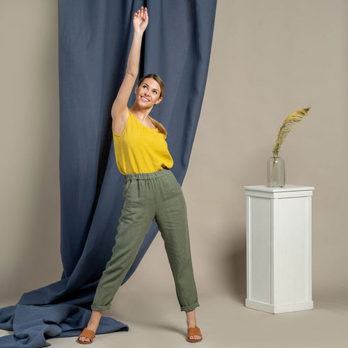 Linen Pants Dakota Stone Green