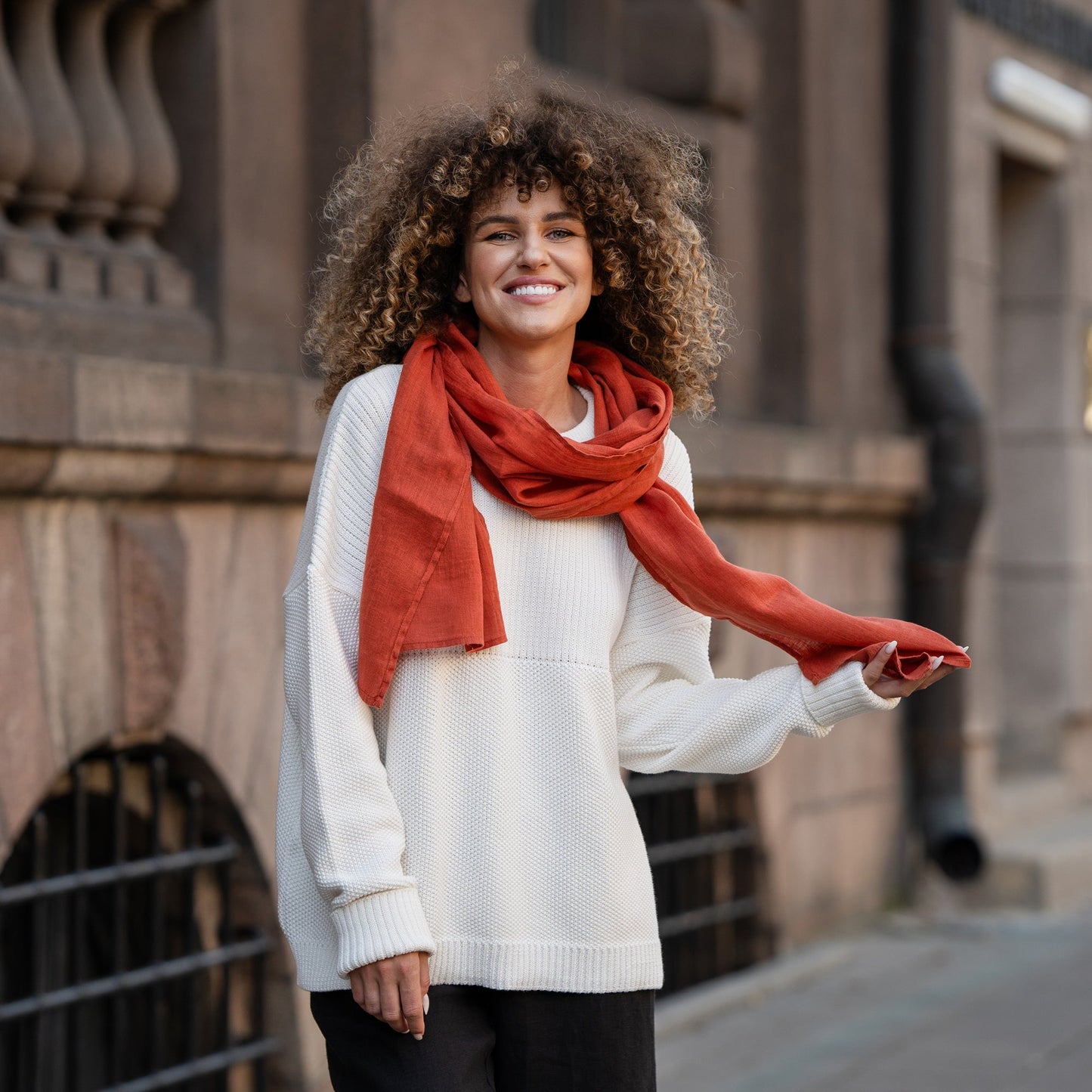 100% European Washed Linen Scarf