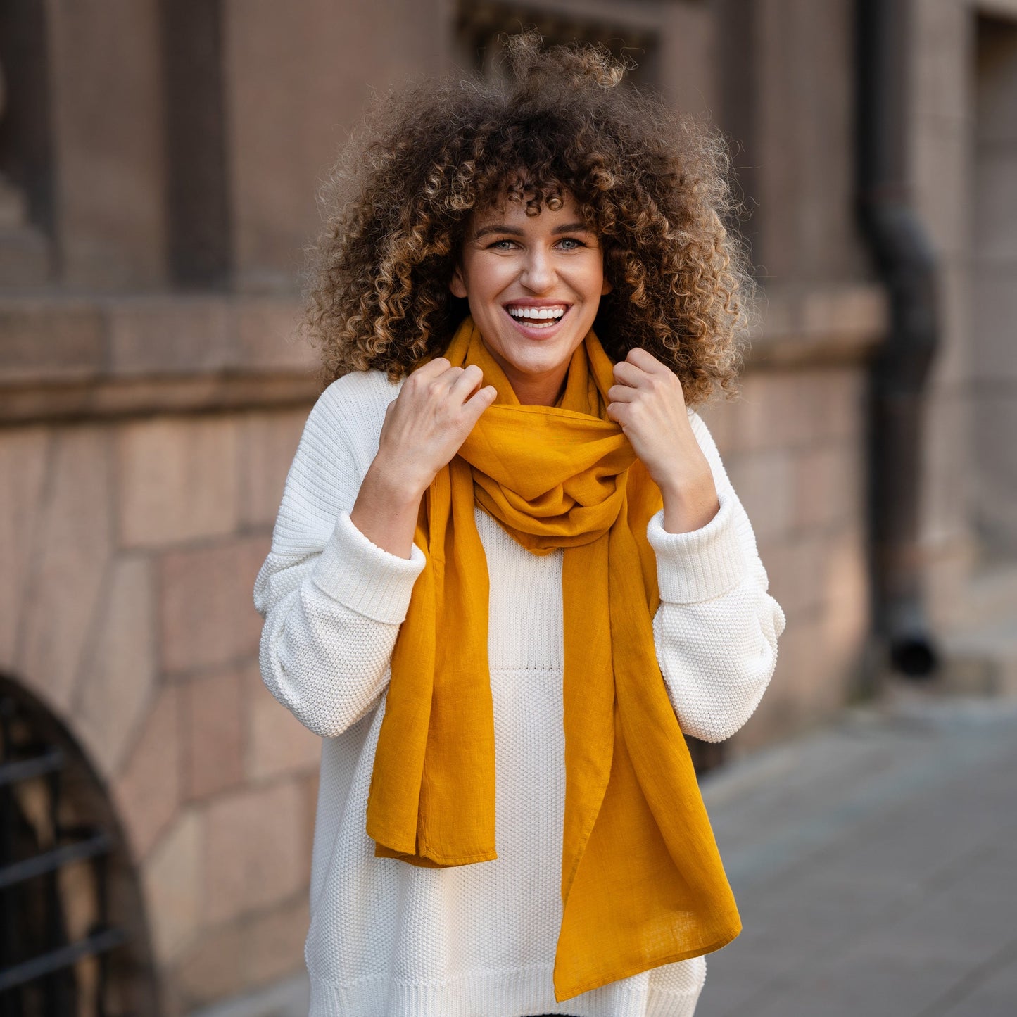 Women's Natural Linen Scarf