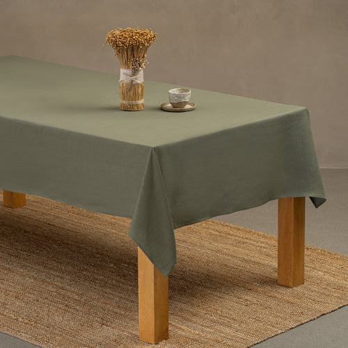 Linen Tablecloth Stone Green