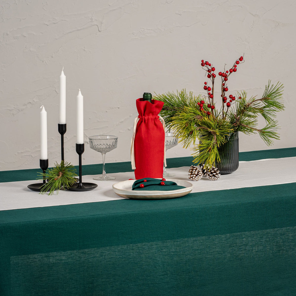 Linen Tablecloth Stone Green