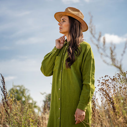 Oversize Shirt Dress Margo Forest Green