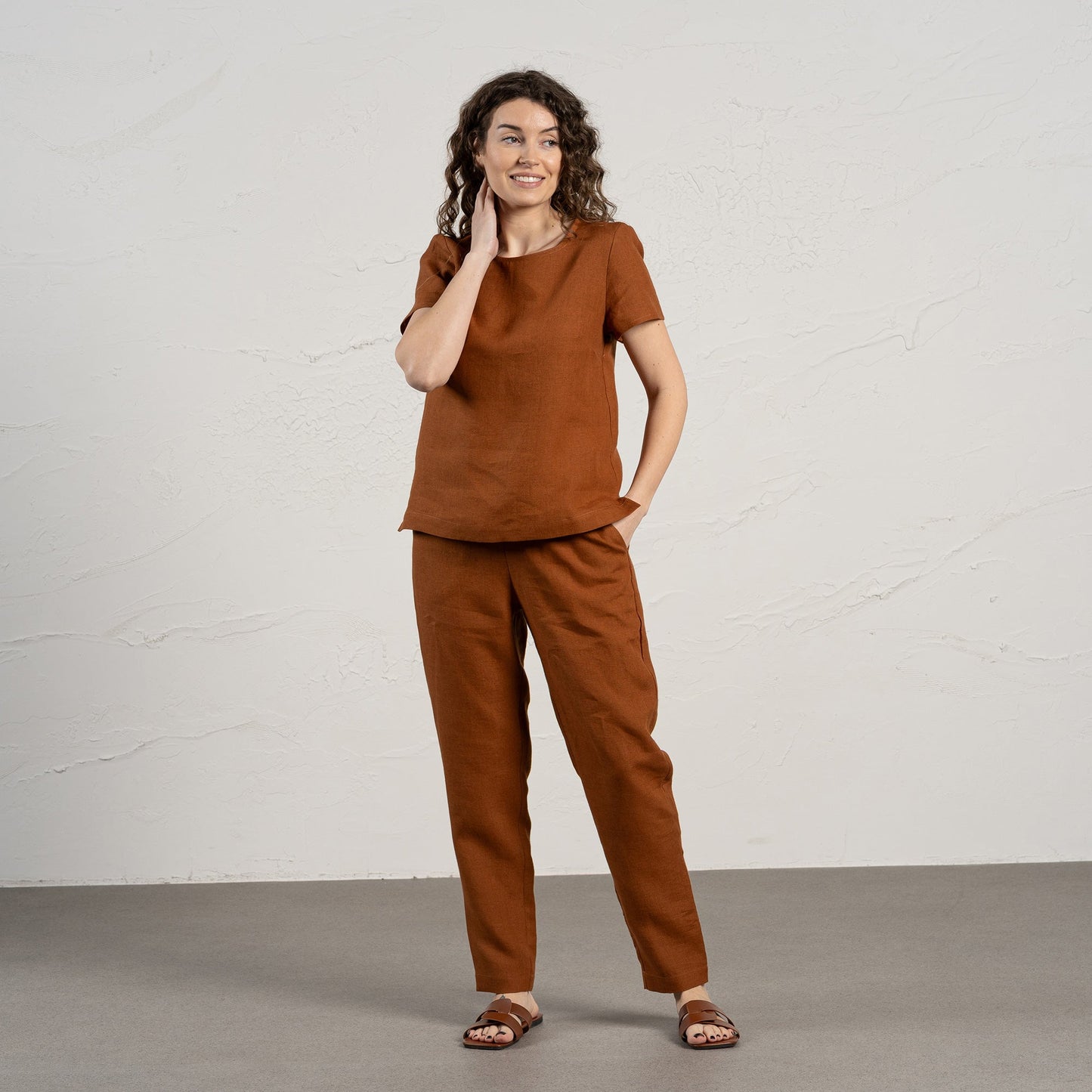 Linen Pants Dakota Almond Brown