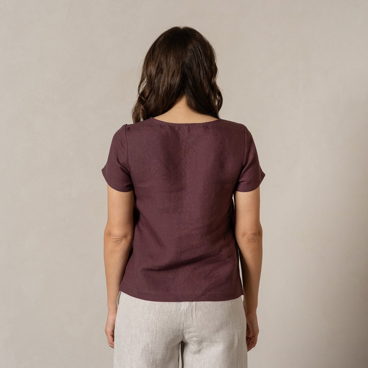 Linen T-Shirt Top Emma Shadow Purple