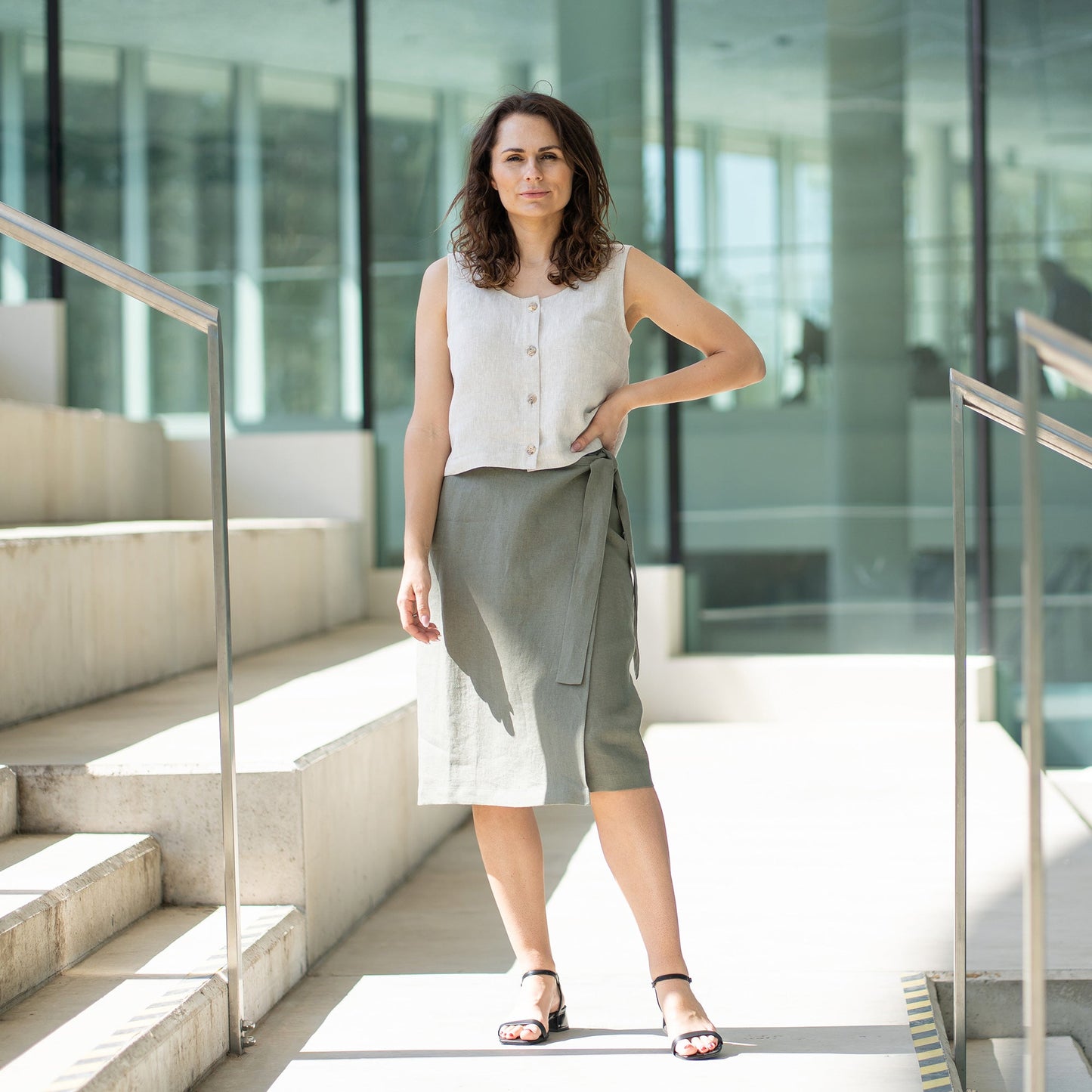 Button Front Crop Top Monica