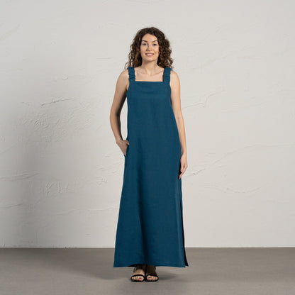 Linen Maxi Pinafore Dress Fiona