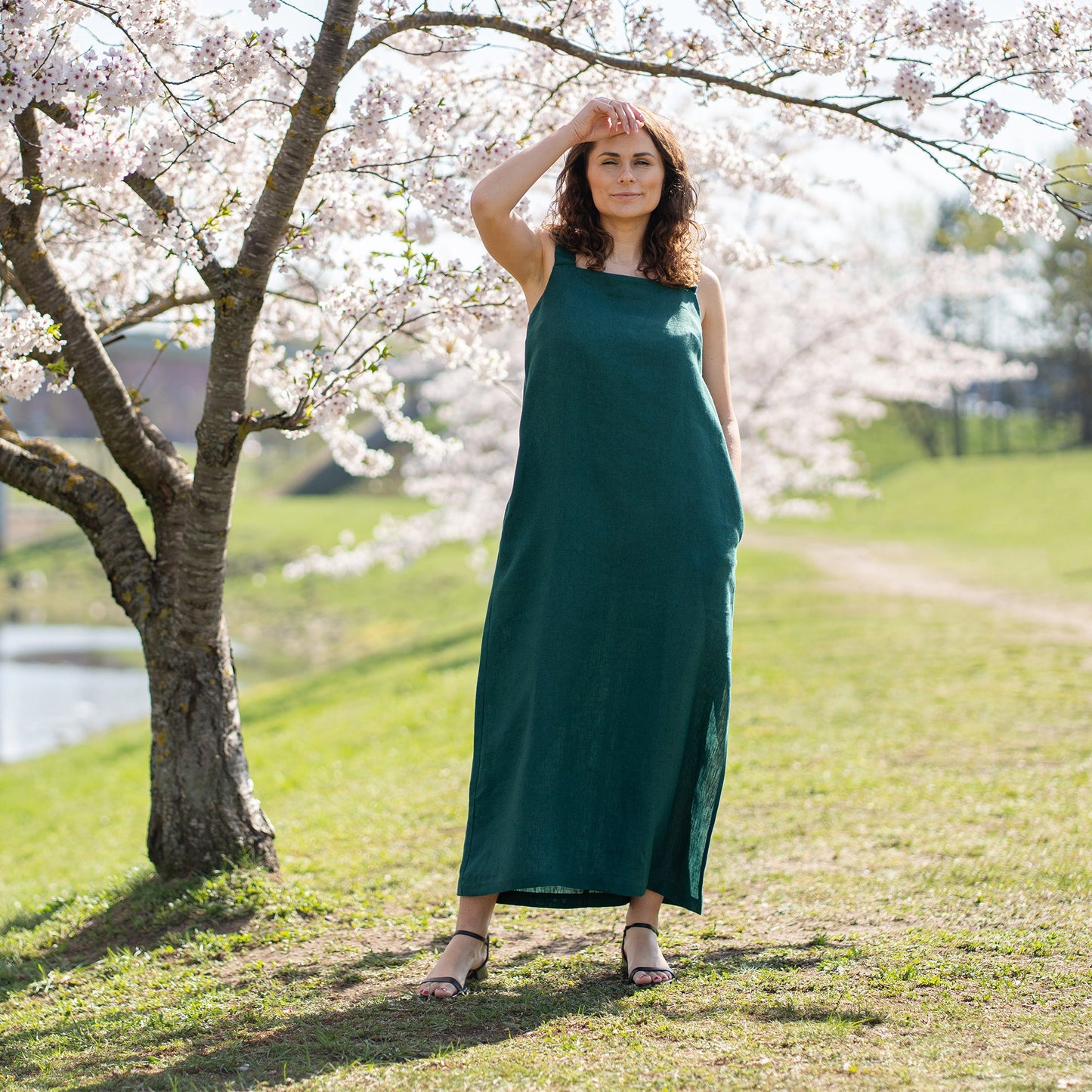 Linen Maxi Pinafore Dress Fiona