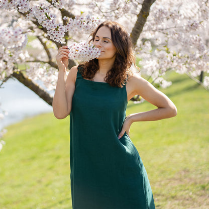 Linen Maxi Pinafore Dress Fiona