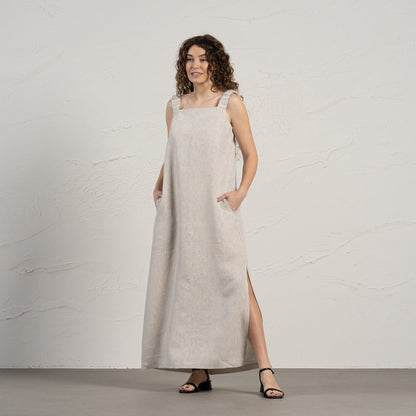 Linen Maxi Pinafore Dress Fiona