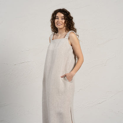 Linen Maxi Pinafore Dress Fiona