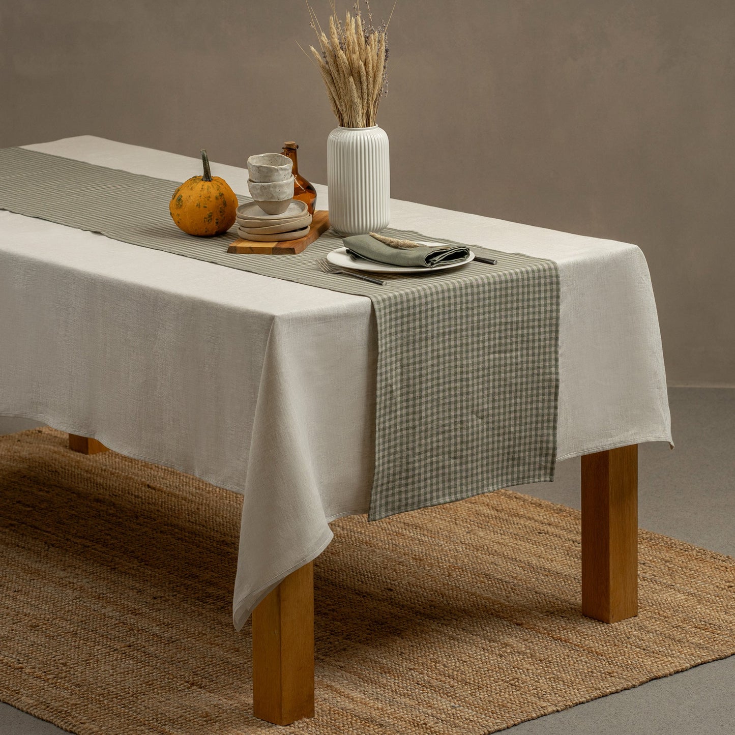 Linen Table Runner Dark Green