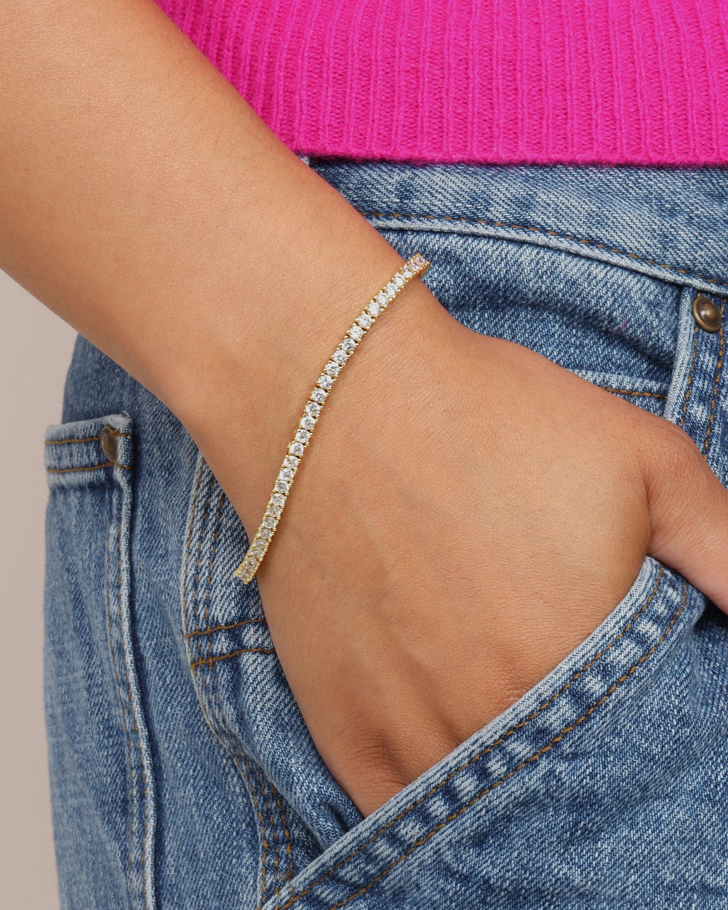 Heiress Tennis Bracelet 3mm - Gold|White Diamondettes