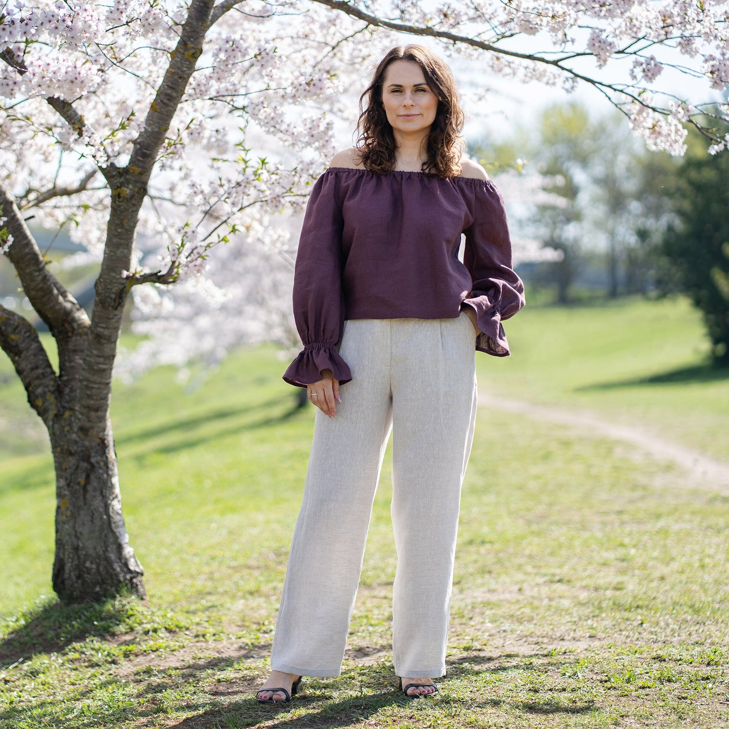 Off The Shoulder Linen Top Jessica