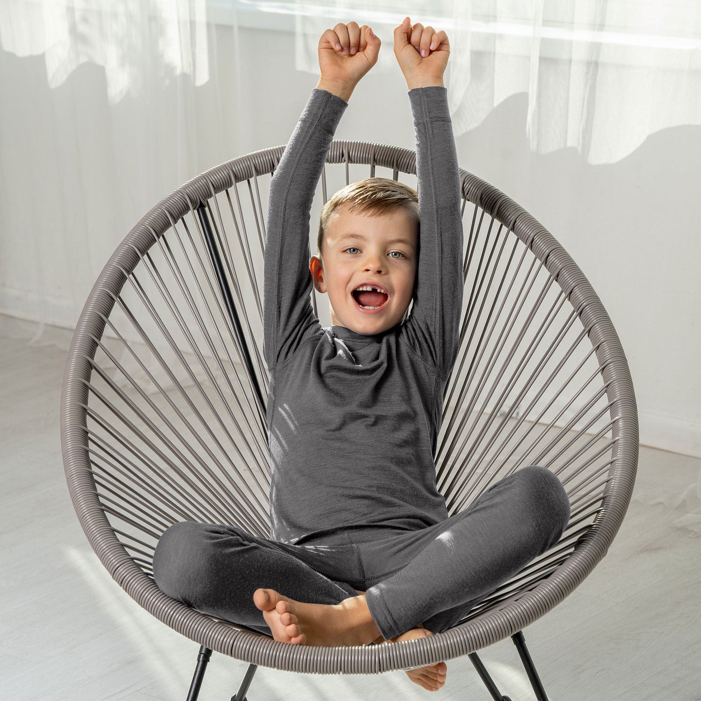 Kids' 160 Thermal Long Sleeve Crew Gray